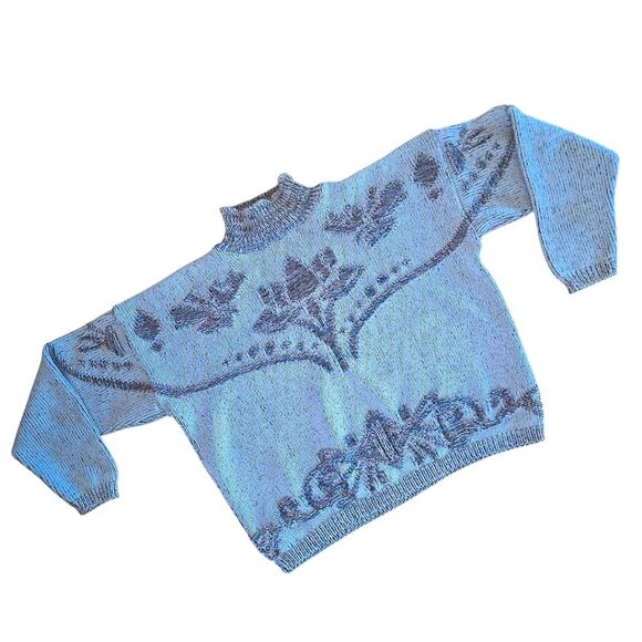 David Brett Vintage Floral Pattern Sweater Knitted Cotton Made in USA size Large - Picture 2 of 16